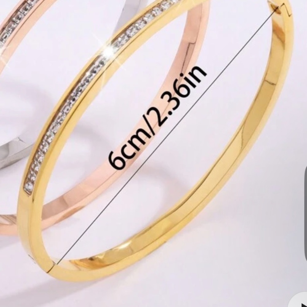 Gold & Rhinestone Bangle - Picture 2 of 5